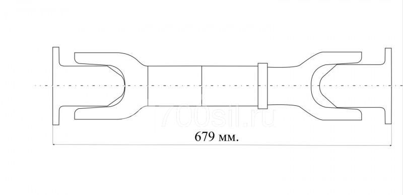 Вал карданный заднего моста L=705мм+85мм, 4 отв,торц. шлицы (ОАО "Белкард")